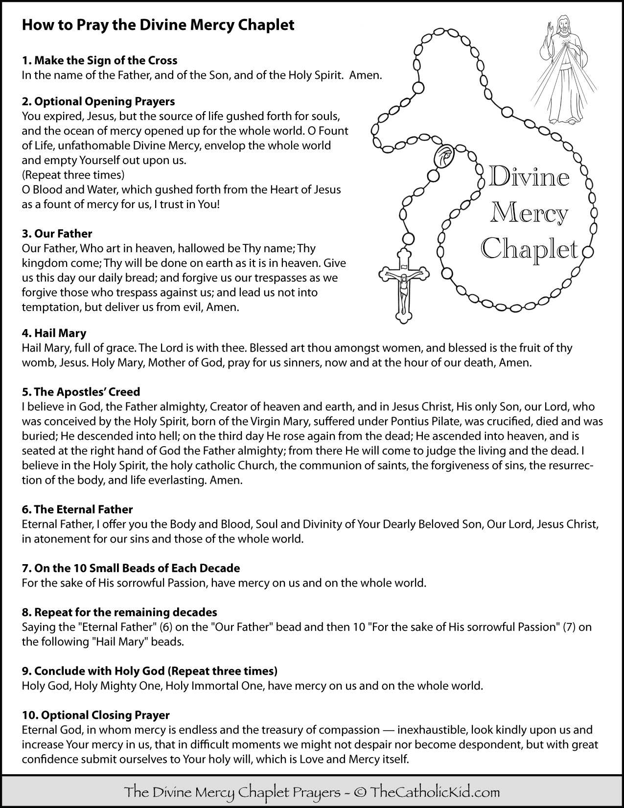 Free Printable Divine Mercy Chaplet - Printable Templates by Nora