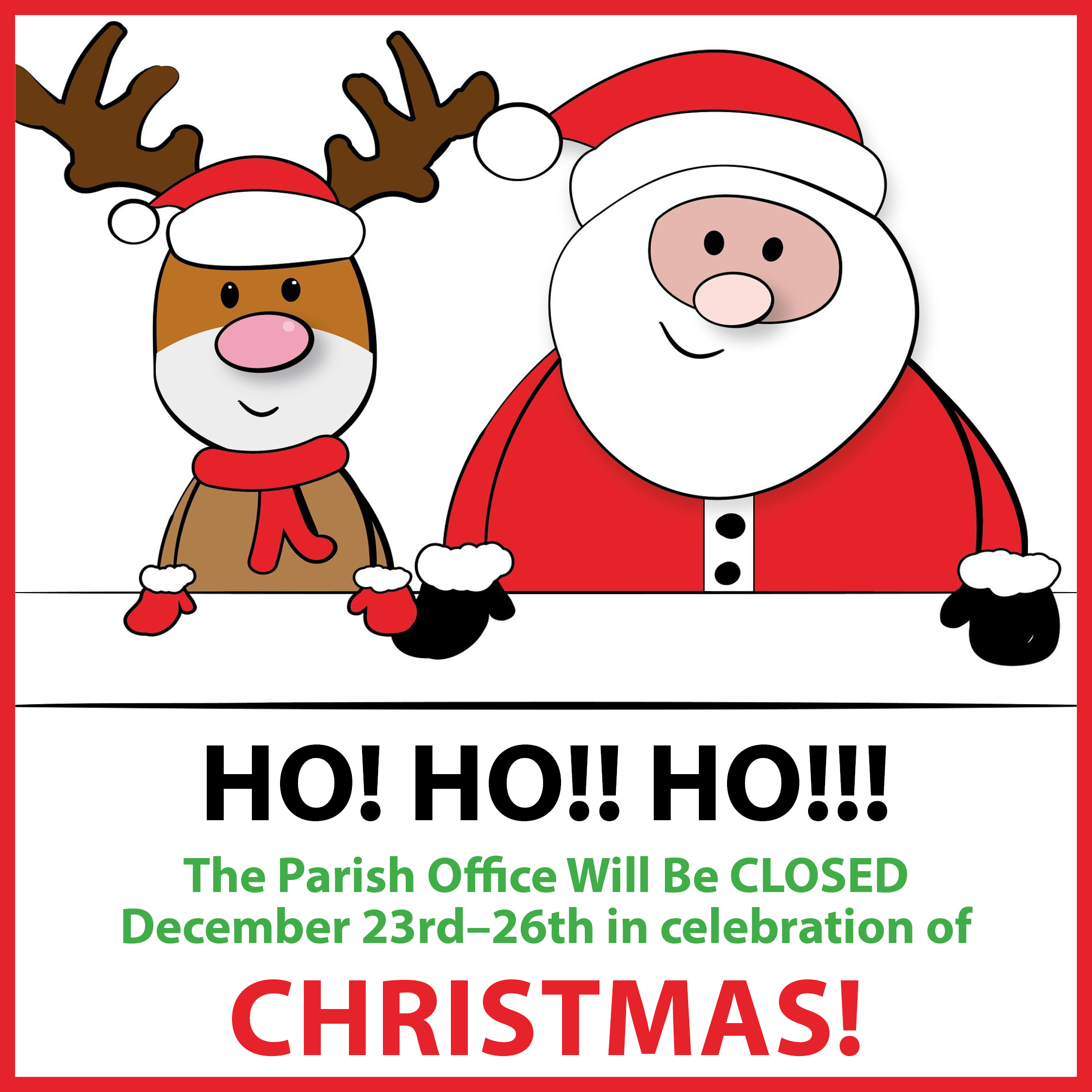 church office closed for christmas